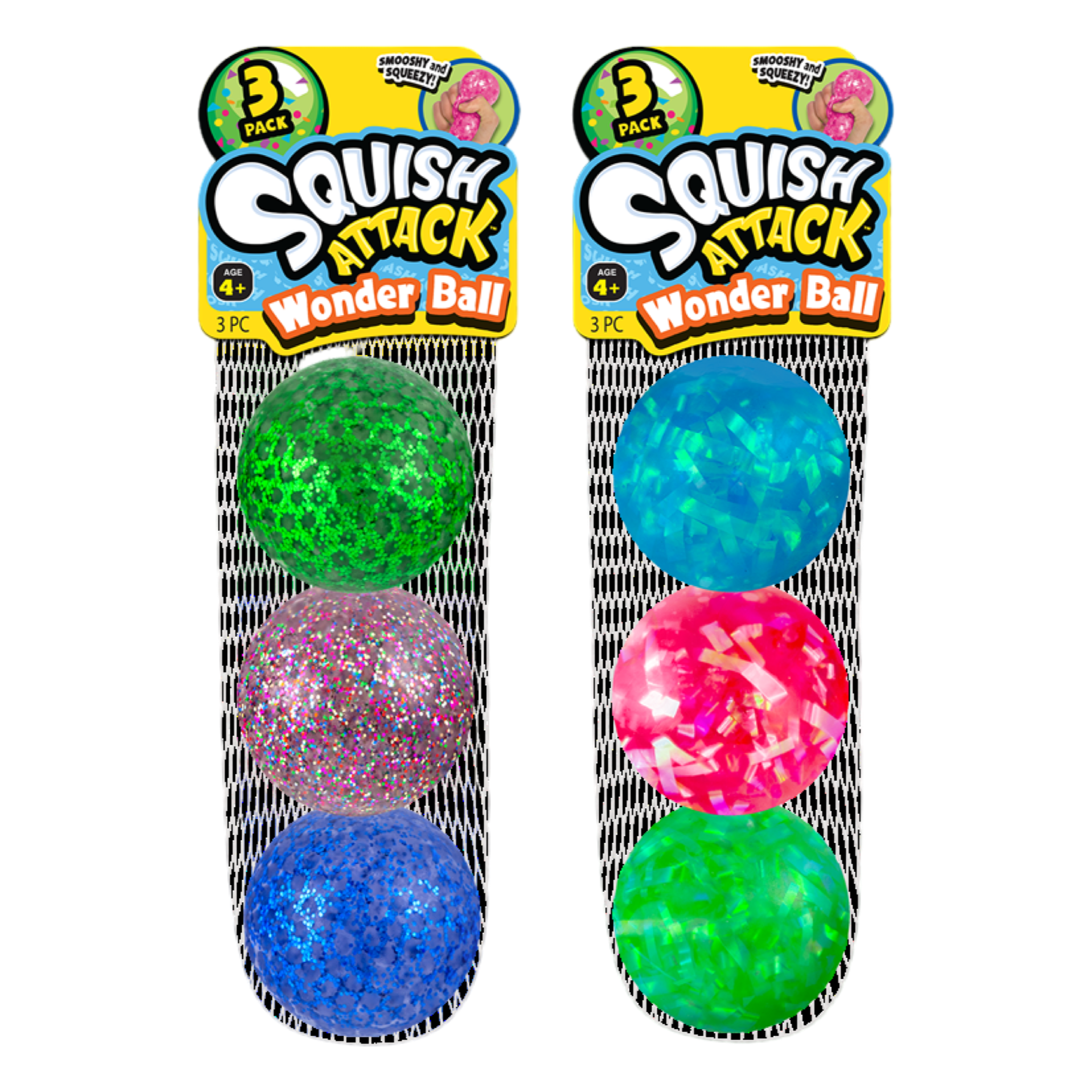 3-Pack Squish Attack Glitter Ball
